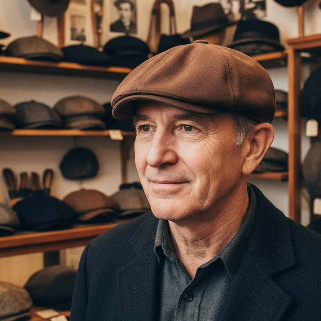 Berretto Newsboy in Pelle Scamosciata | ATENE