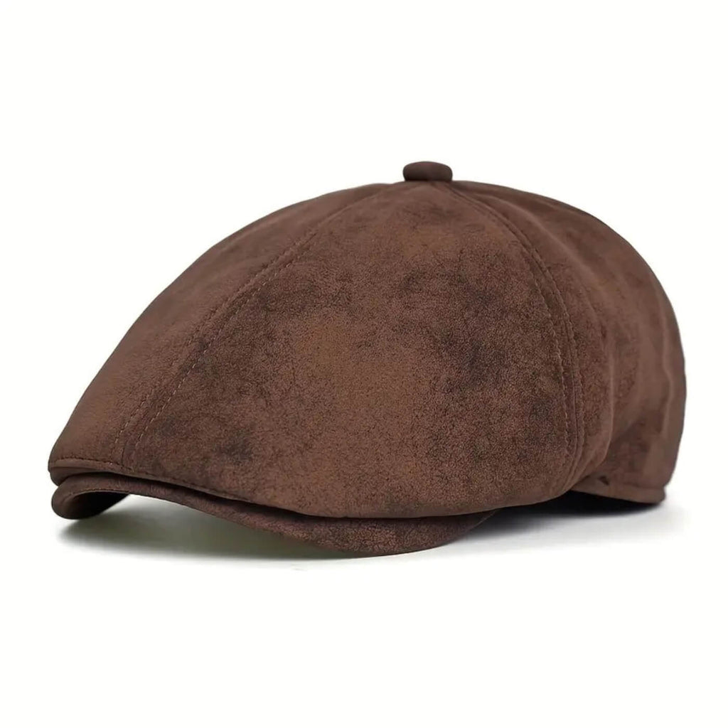 Berretto Newsboy in Pelle Scamosciata | ATENE