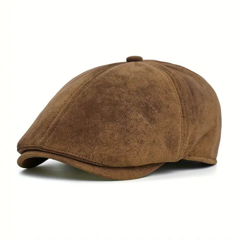 Berretto Newsboy in Pelle Scamosciata | ATENE