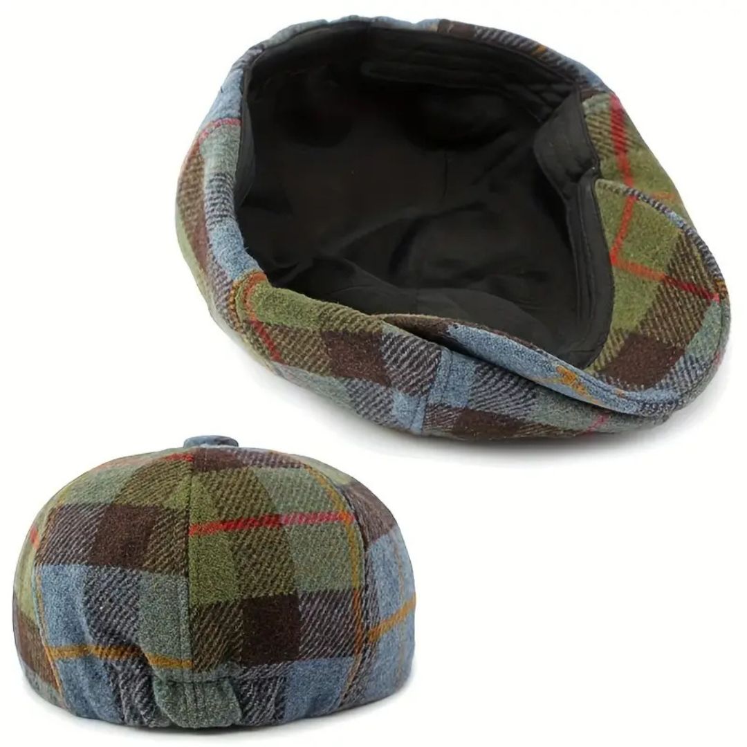 TOLEDO Checkered Wool Blend Newsboy Cap