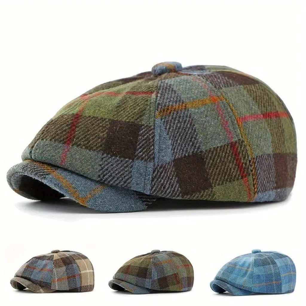 TOLEDO Checkered Wool Blend Newsboy Cap