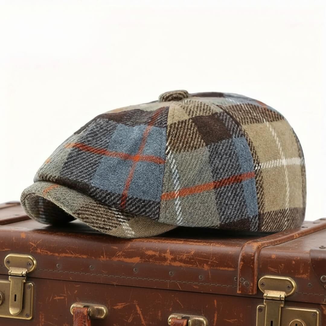 TOLEDO Checkered Wool Blend Newsboy Cap
