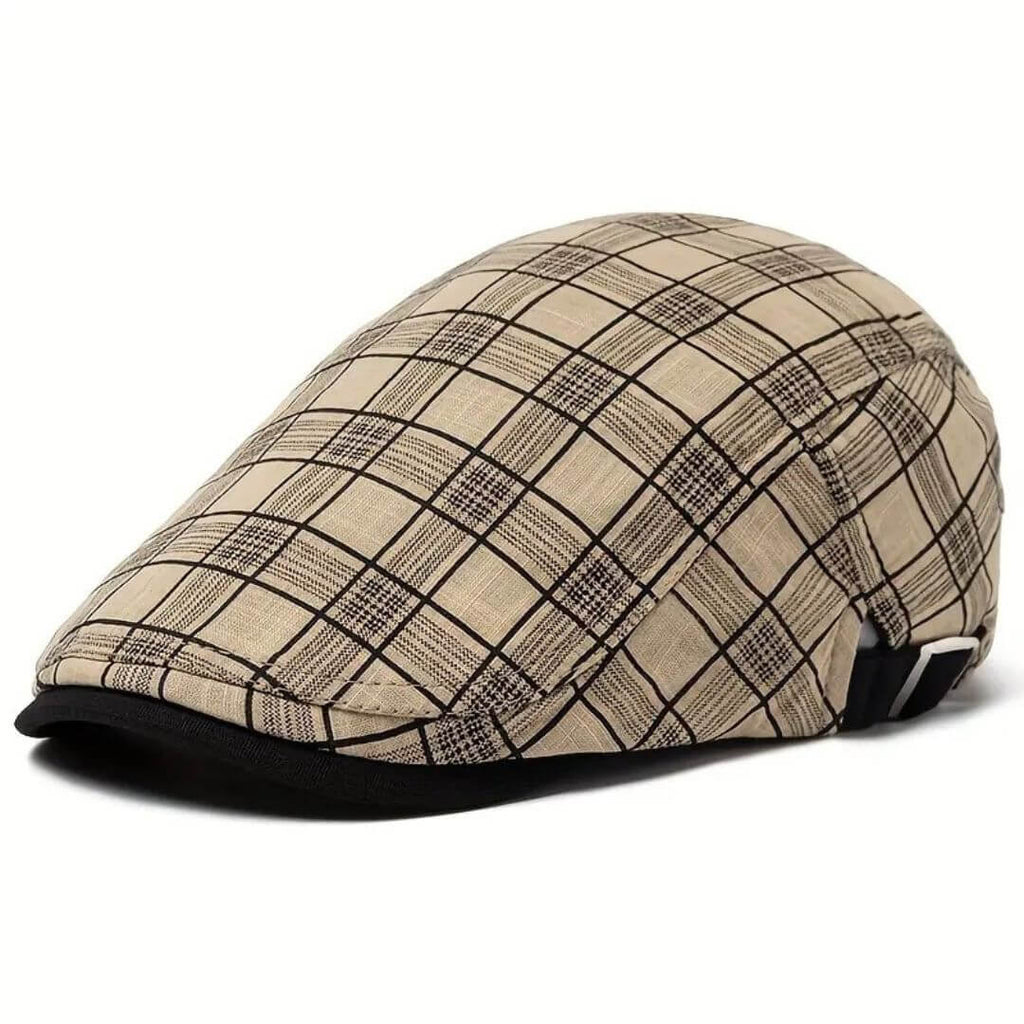 Berretto Piatto a Quadri in Lino e Cotone | WELLINGTON