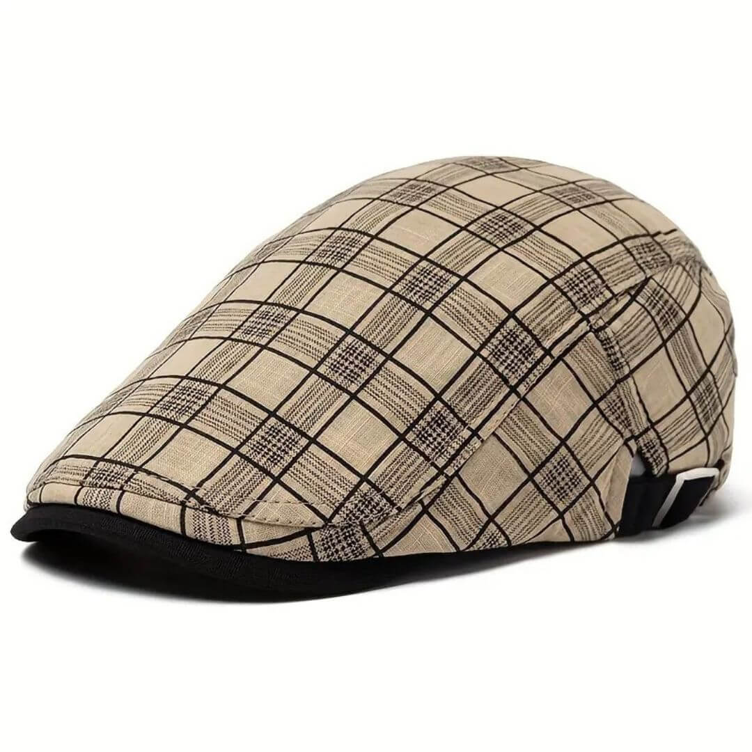 Berretto Piatto a Quadri in Lino e Cotone | WELLINGTON