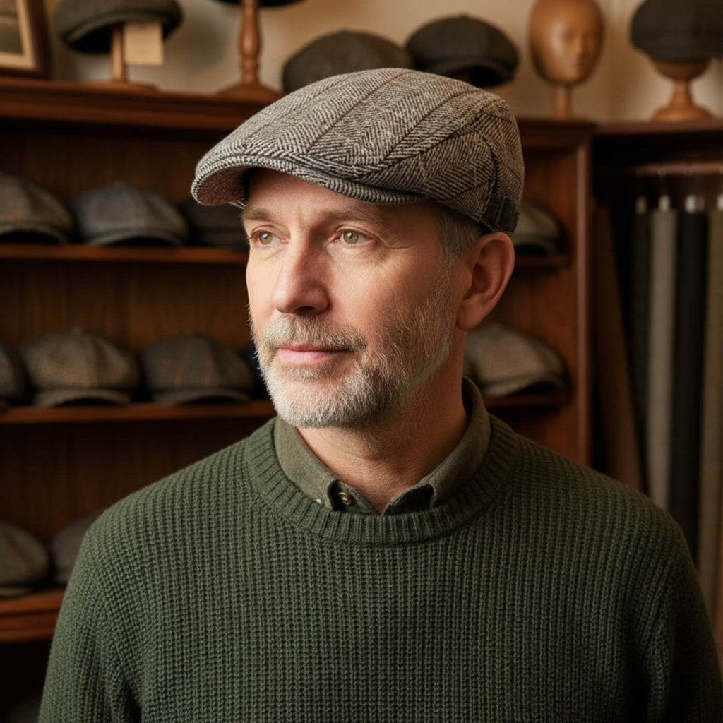 Cappello Piatto in Cotone a Motivo Spina di Pesce | LAWTON