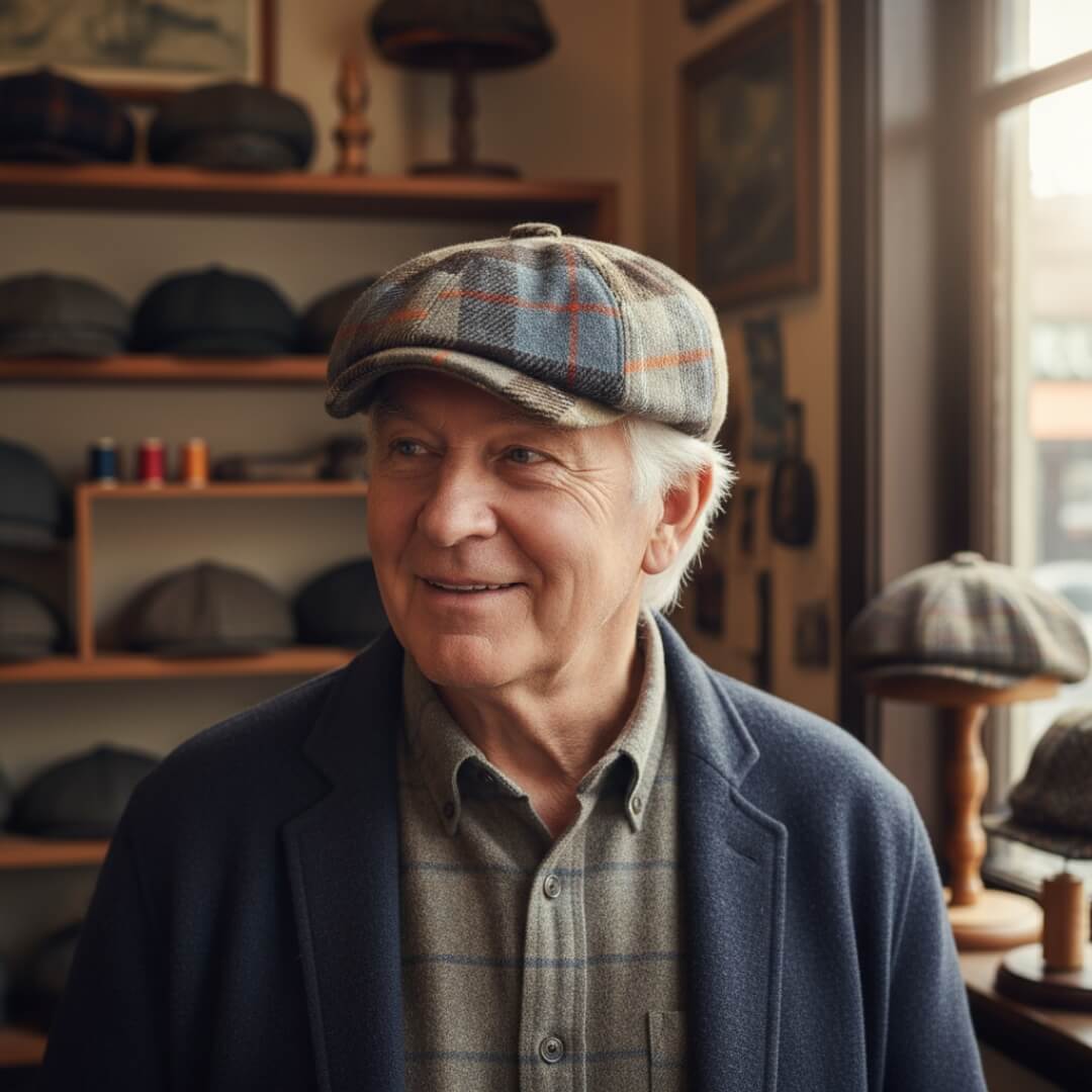 TOLEDO Checkered Wool Blend Newsboy Cap