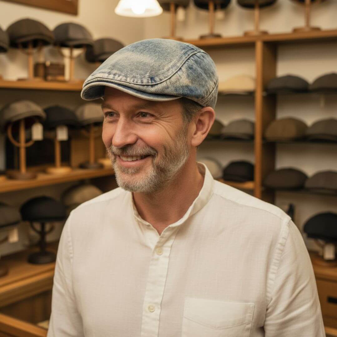 Denim Washed Flat Cap | LEXINGTON